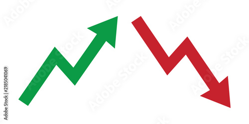 Up and down arrow icons showing increase and decrease trend isolated on white background, Vector, illustration