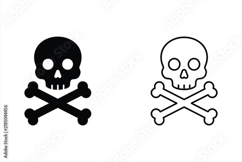 Danger And Warning Skull And Crossbones Icon Set Vector.