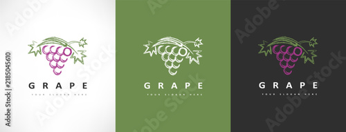 Grapes logo bunchberry vector design