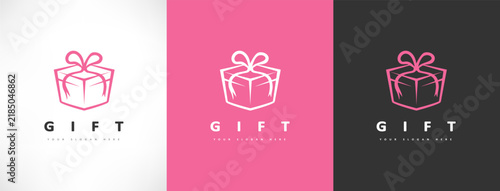 gift box with bow logo vector