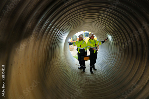 Industrial engineers who inspect large utility pipes inside or in tunnels used for water systems.	
