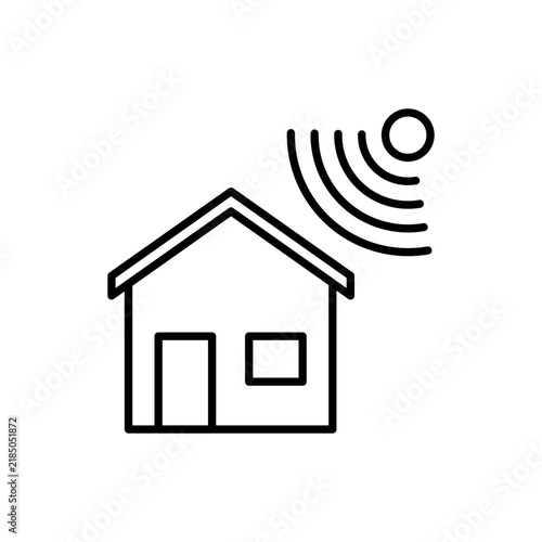 Smart home wireless icon for IoT house automation, remote control system, and Wi-Fi signal coverage in transparent background