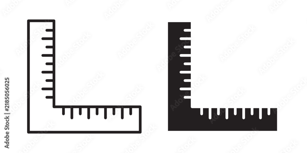 Fototapeta premium Ruler combined icon flat outline in black