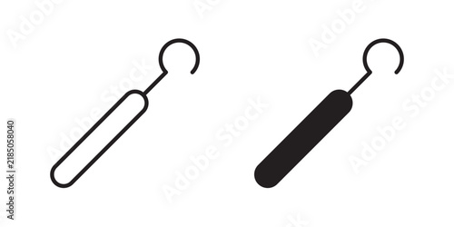 фотографія Periodontal scaler icon flat outline in black