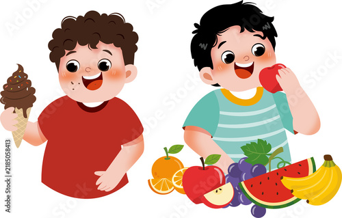 Kir with healthy and unhealthy food