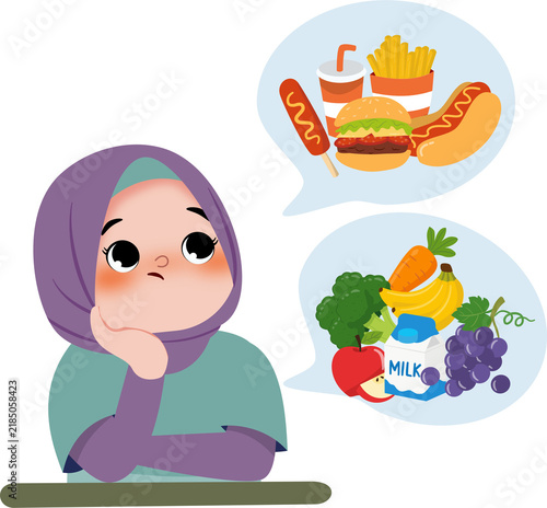 Kir with healthy and unhealthy food