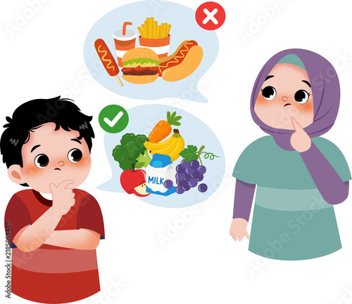 Kir with healthy and unhealthy food