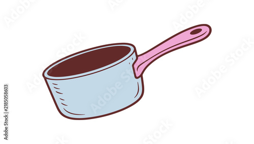 Cartoon Blue and Pink Saucepan Vector Illustration