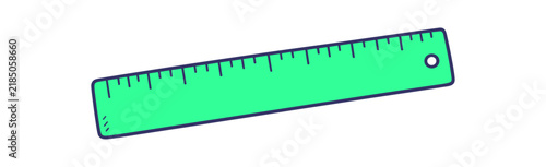 Green School Ruler Illustration with Purple Markings
