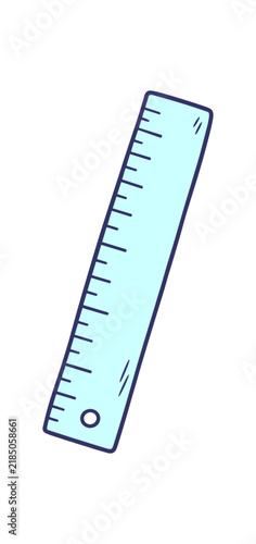 Hand drawn blue ruler illustration isolated on white