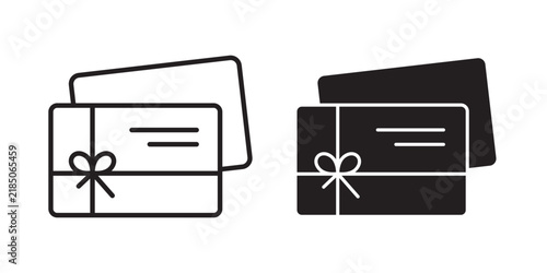 Gift voucher icon flat outline in black