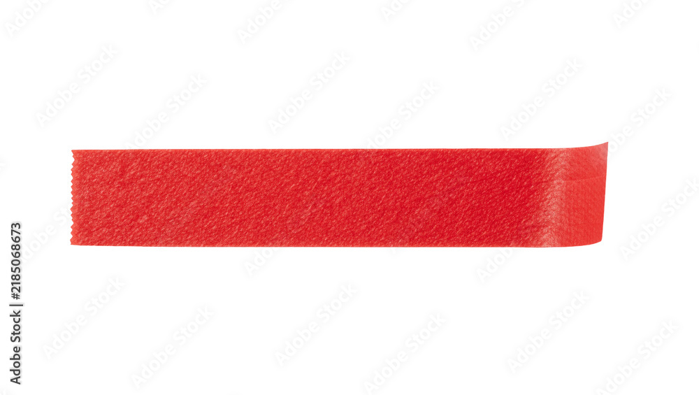 Obraz premium Bright red textured masking tape strip, isolated on transparent background