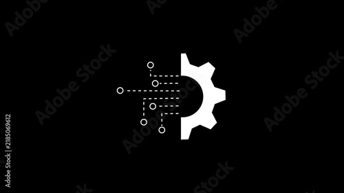 white color Beautiful designed animated icon animation of data integration on black background. 4k video