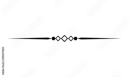 Canvastavla Minimalist black linear divider with geometric diamond shapes and circles in center is suitable for elegant page breaks editorial layouts and book design