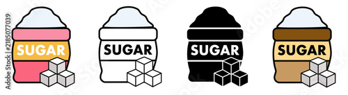 Sugar bag with sugar cubes in multiple styles.