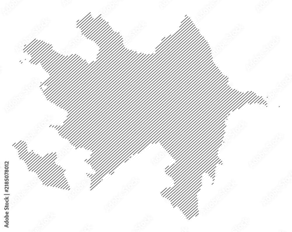Obraz premium Azerbaijan map with diagonal stripes in gray vector illustration
