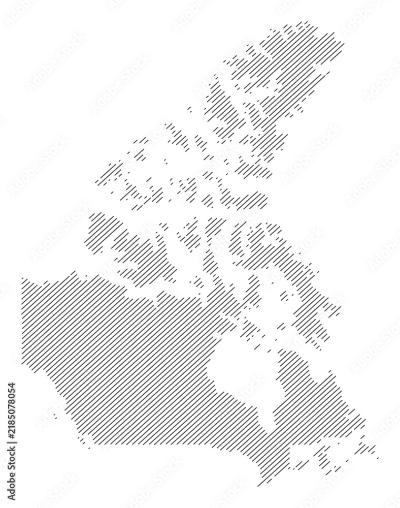 Obraz premium Canada map with diagonal stripes in gray vector illustration