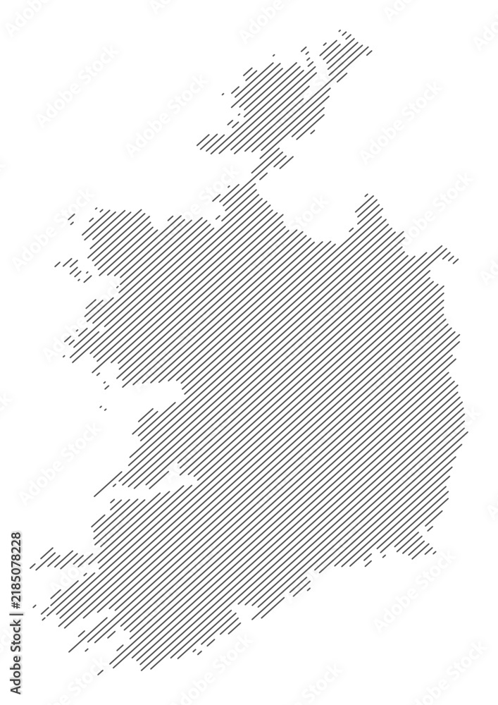 Obraz premium Ireland map with diagonal stripes in gray vector illustration
