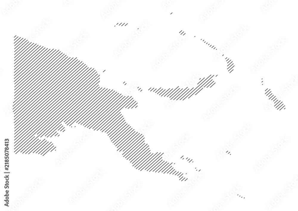Obraz premium Papua New Guinea map with diagonal stripes in gray vector illustration