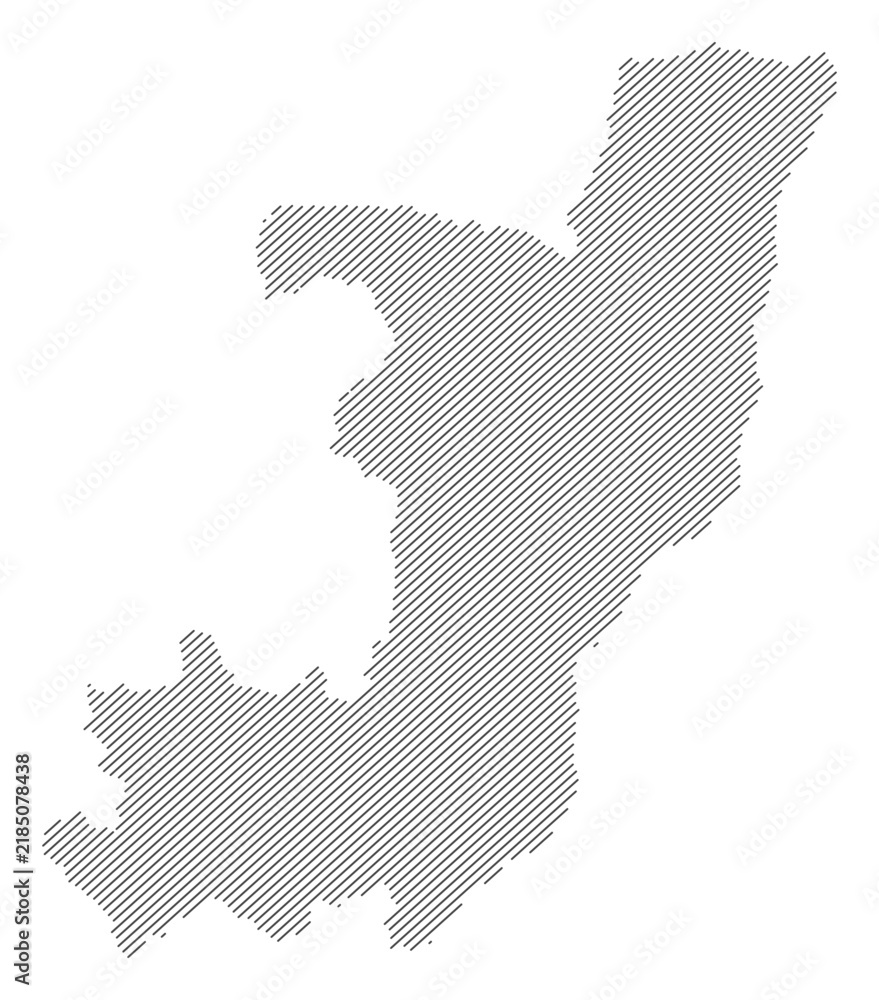 Obraz premium Republic of the Congo map with diagonal stripes vector illustration