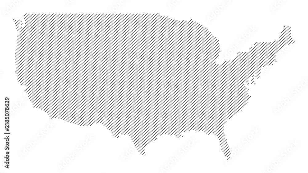 Fototapeta premium United States of America map with diagonal stripes vector illustration