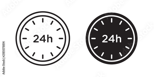 Bild auf Leinwand 24 hours icon flat outline in black