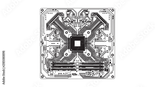 Square Motherboard CPU Socket Circuit Board Vector Illustration