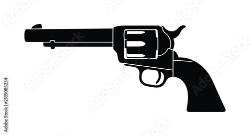 Bild auf Leinwand Revolver pistol in black silhouette against a white background firearm