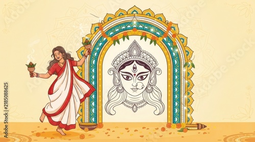 Illustrated Durga Puja Festival