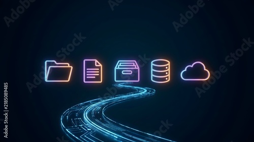 Digital data management and cloud storage infrastructure concept