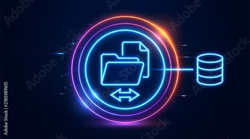 Neon Digital Data Synchronization Concept