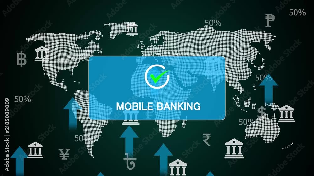 check mark with mobile banking. Confirmation, money transaction concept ...