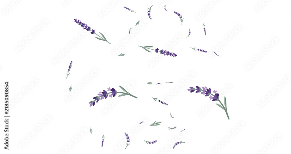 Fototapeta premium watercolor lavender flowers background pattern purple floral design with nature elements for spring and summer celebration template vector