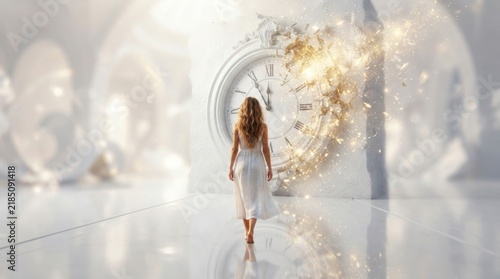 Woman Walking Toward Light