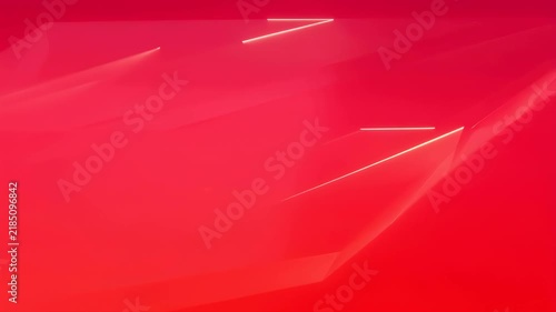 Red geometric planes and glowing lines shift through an abstract digital light field. Technology presentation, event screen design, and entertainment title sequence.