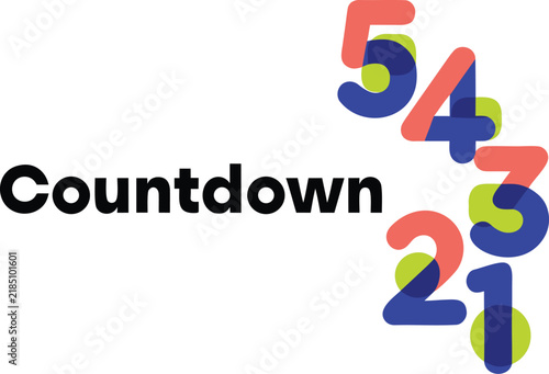 Countdown text with colorful numbers vector illustration for new year event