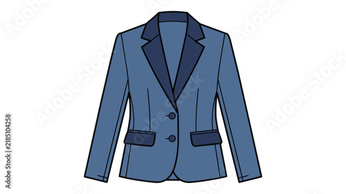 Womens Blazer Jacket CAD Vector Icon Set, Precise Technical Drafting with Two-Tone Fashion Design