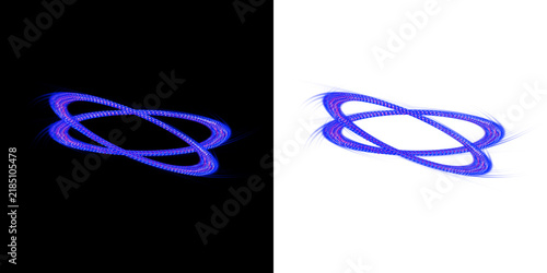 Konstfotografi Abstract digital blue and red glowing intersected orbital rings overlay element, excellent for sci-fi tech banners and motion graphics