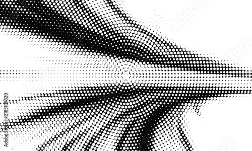 Dynamic Black and White Halftone Wave Abstract Background Vector Illustration