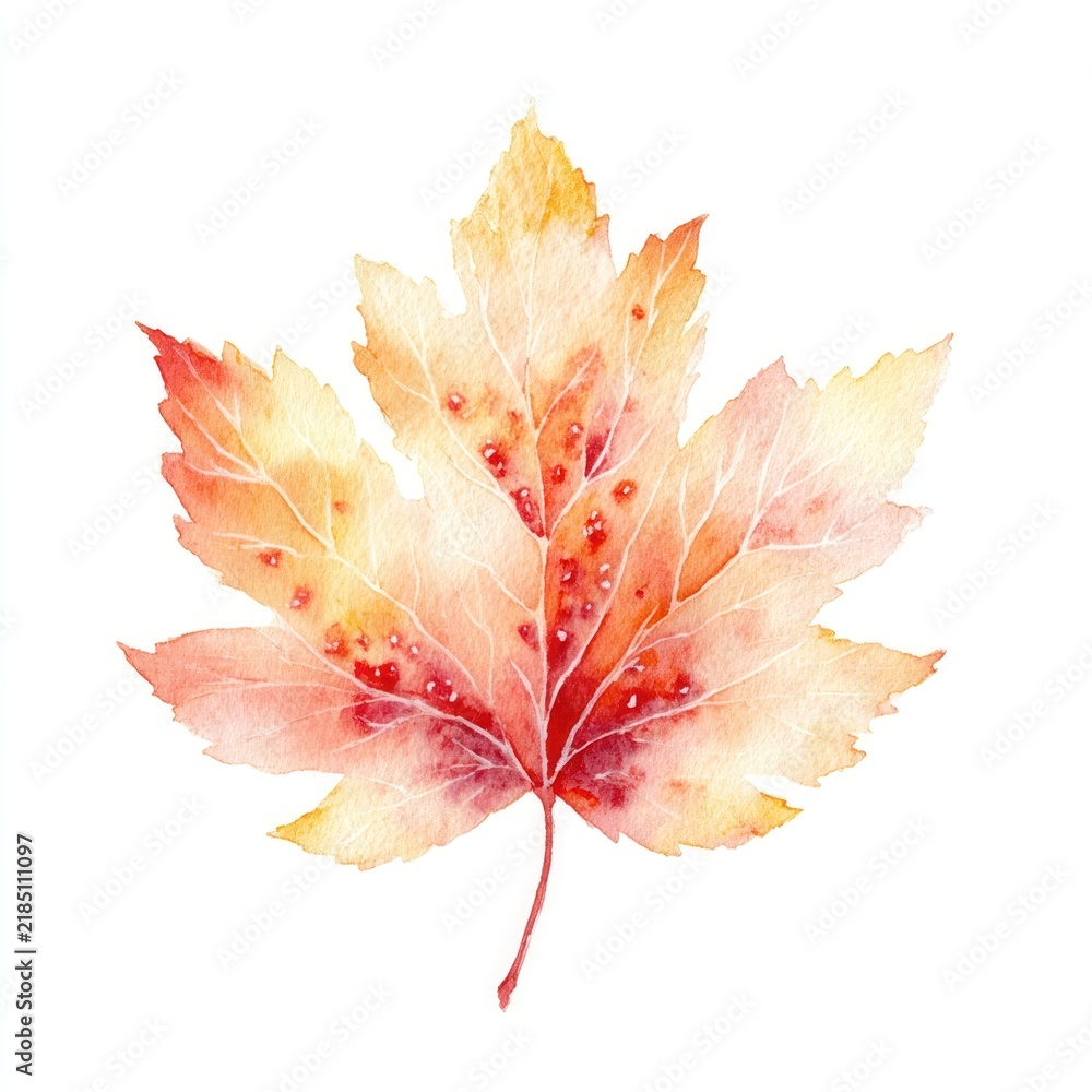 Obraz premium Watercolor autumn maple leaf transparent isolated illustration