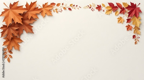 Autumn leaves frame a blank white space for text or design elements