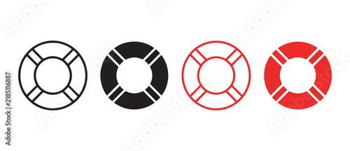 Lifebuoy Rescue Safety Ring Icon Set