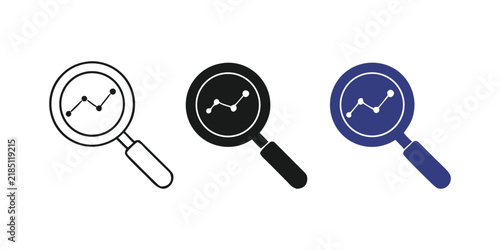 Data Search Magnifier Icon Set For Analytics And Research Design