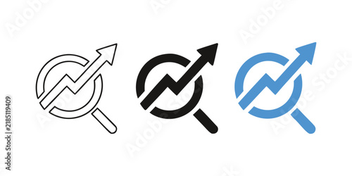 Growth Search Magnifier Icon Set For Analytics And Finance Design