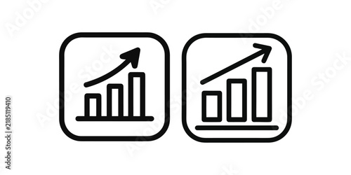 Bar Chart Growth Arrow Square Icon Set For Business Design