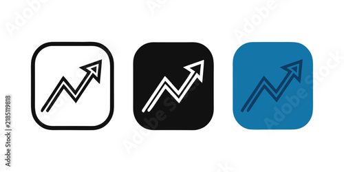 Growth Trend Arrow Square Icon Set For Finance And Business