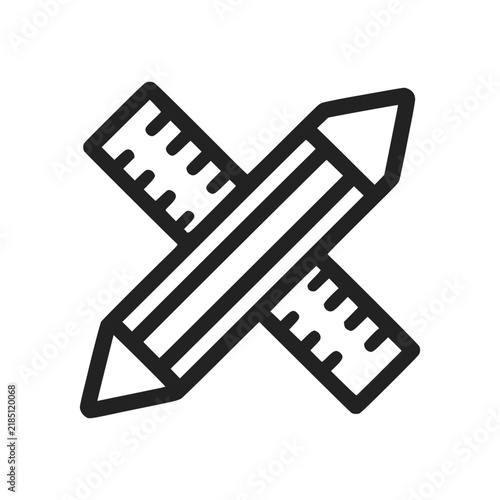 pencil and ruler symbol vector icon