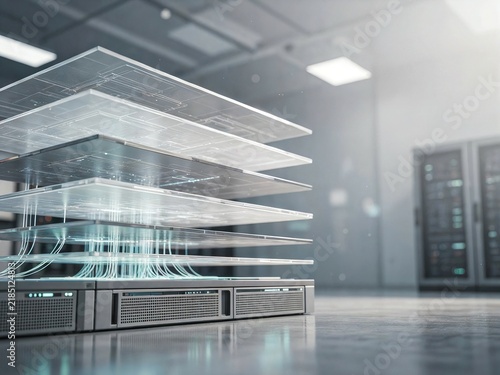Plakat Cloud computing and virtualization concept with layered architecture on server
