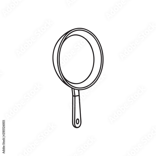 Simple Line Drawing Of Handheld Magnifying Glass Icon