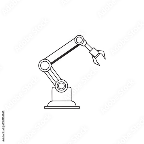 Simple robotic arm with claw gripper isolated on transparent background